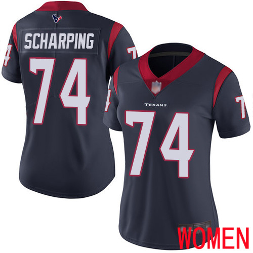 Houston Texans Limited Navy Blue Women Max Scharping Home Jersey NFL Football #74 Vapor Untouchable